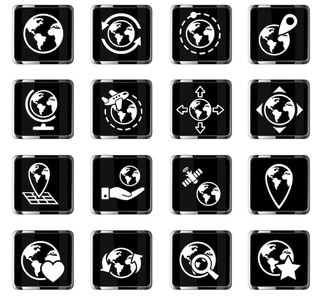 Globes web icons for user interface design