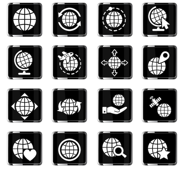 Globes web icons for user interface design