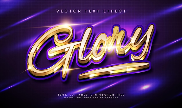 Glory purple editable vector text effect with golden luxury concept