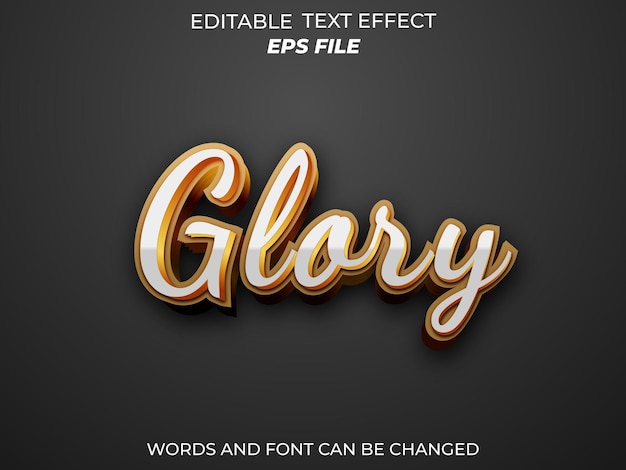 glory text effect font editable typography 3d text vector template