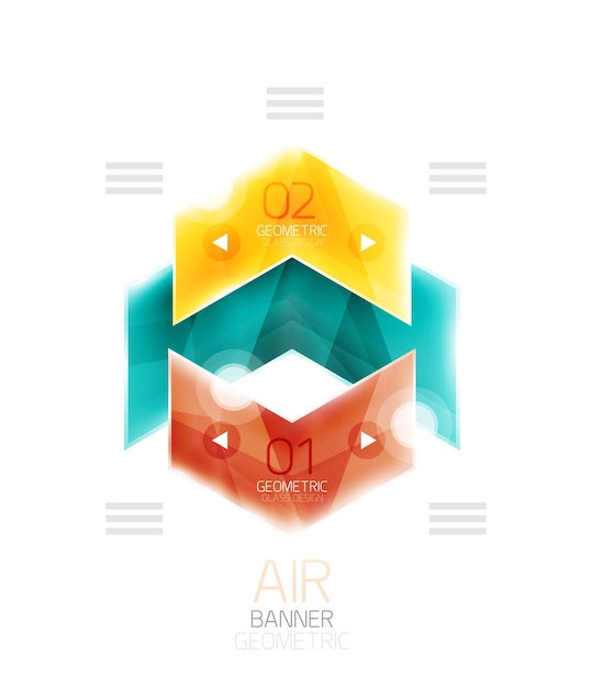 Glossy color arrow shapes with option infographic and buttons