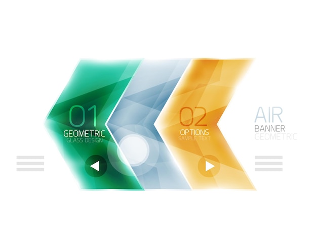 glossy color arrow shapes with option infographic and buttons