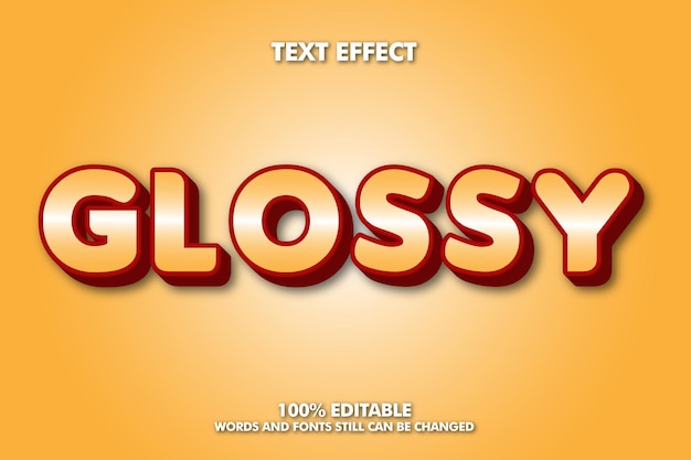 Glossy Modern bold 3d typography cartoon editable text effect
