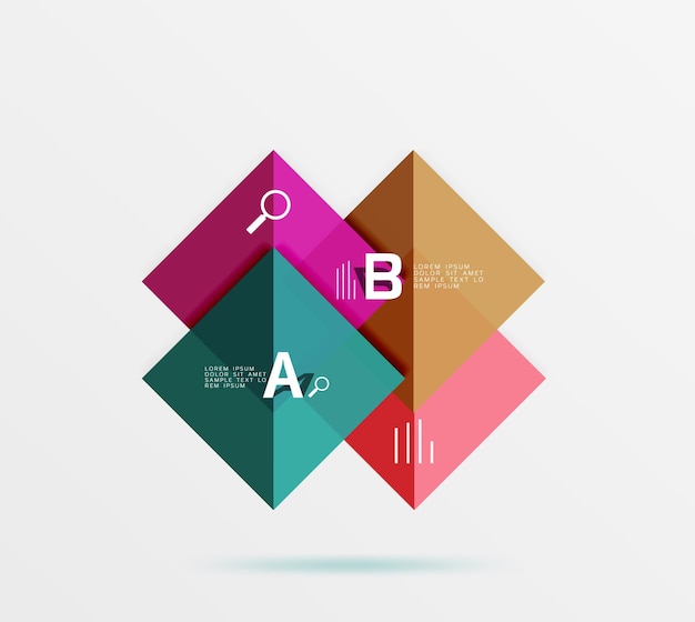 glossy squares with text abstract geometric design concept vector template background for workflow layout diagram number options or web design