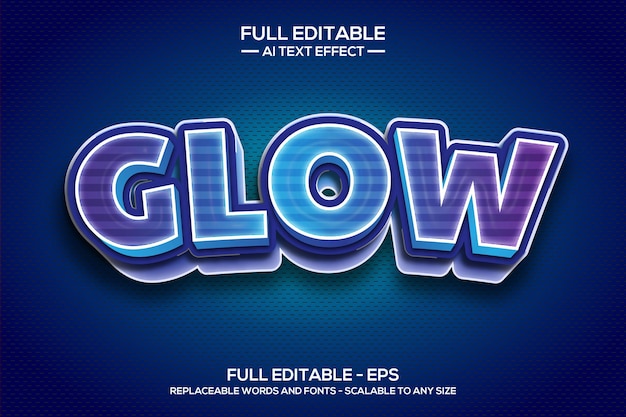 glow 3d text effect editable