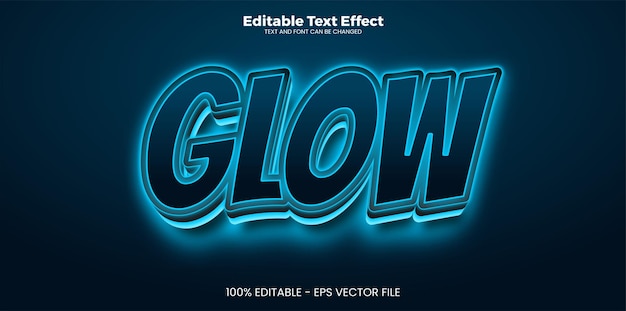 Glow editable text effect in modern trend style
