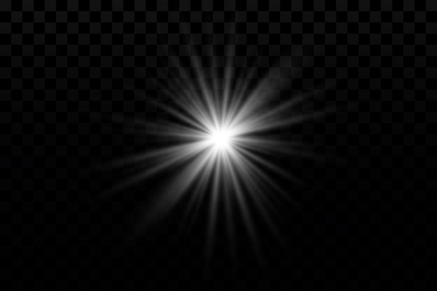 Glow effect Star on transparent backgroundBright sun Vector illustration