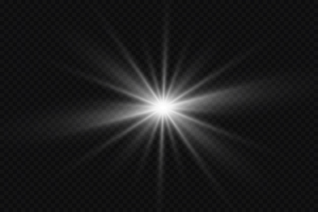 Glow effect Star sparkles on transparent