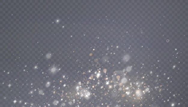 glowing bokeh and shiny cloud effect with bright dust particles isolated on transparent background