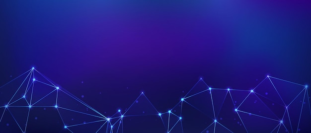 Glowing dots and lines on blue digital technology background