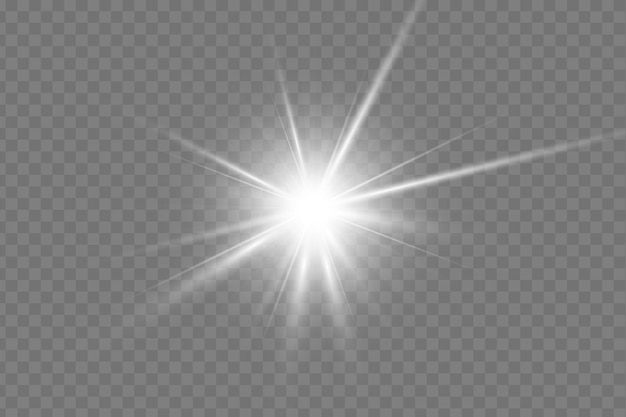 glowing light burst with radial rays and sparkle bright sunbeam effect with glare and lens flare