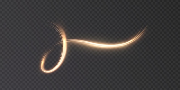 Glowing light trail on transparent background