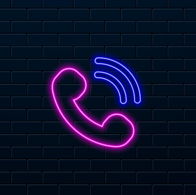 glowing neon line 24 hour phone holder icon isolated on black background allday customer support call center fulltime calling services colorful outline concept