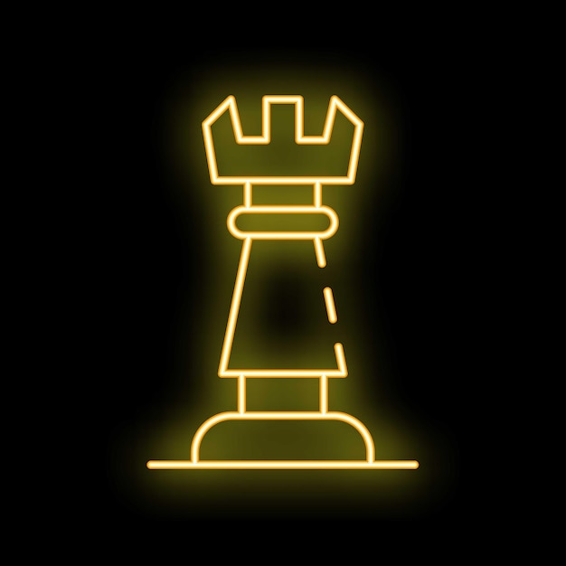 glowing neon line chess rook icon isolated on black background vector illustration