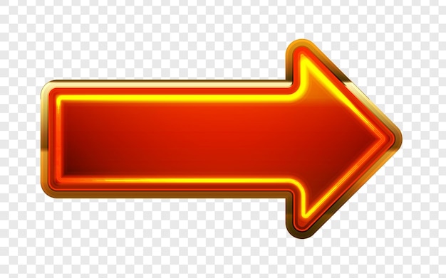 Glowing neon red arrow right direction vector sign