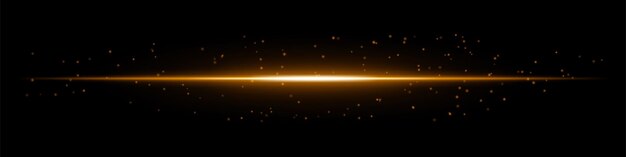 glowing orange horizontal light beam with scattered particles on a dark background futuristic energy burst laser effect scifi illumination and digital glow concept
