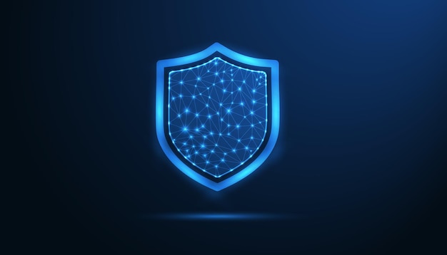 Glowing Shield Cybersecurity Icon Futuristic Digital Protection Data Security and Network Safety Concept with Bright Neon Shield on Dark Background