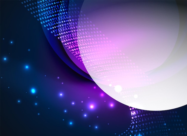 Glowing wave created with particles on dark color background Vector digital techno illustration