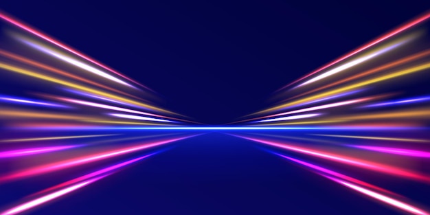 Glowing wave swirl impulse cable lines Highspeed light trails effect Futuristic dynamic motion