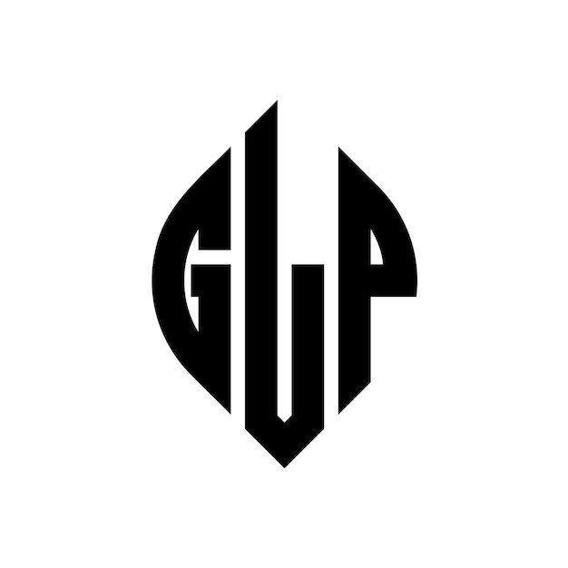 GLP circle letter logo design with circle and ellipse shape GLP ellipse letters with typographic style The three initials form a circle logo GLP Circle Emblem Abstract Monogram Letter Mark Vector