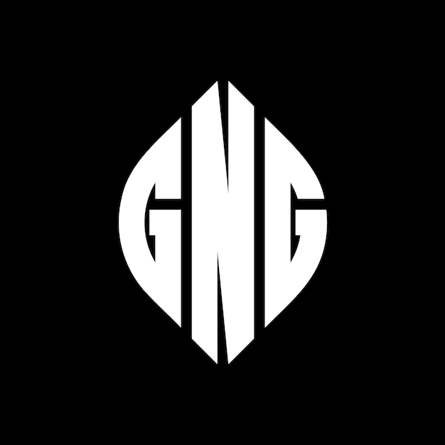 GNG circle letter logo design with circle and ellipse shape GNG ellipse letters with typographic style The three initials form a circle logo GNG Circle Emblem Abstract Monogram Letter Mark Vector
