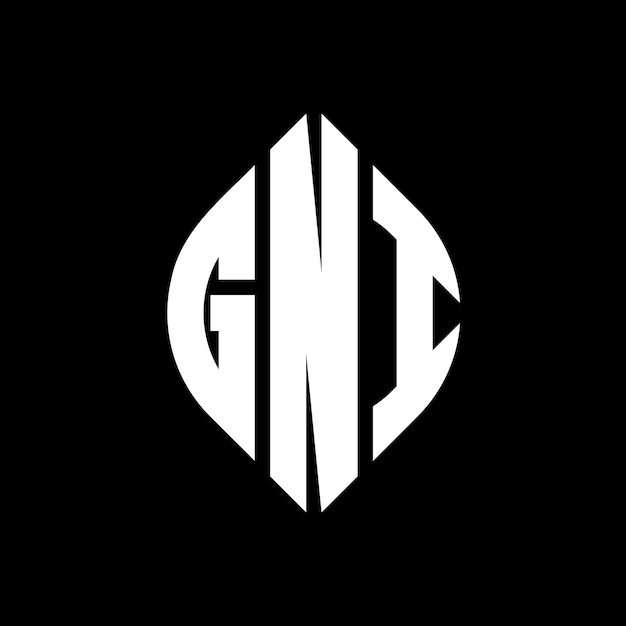 GNI circle letter logo design with circle and ellipse shape GNI ellipse letters with typographic style The three initials form a circle logo GNI Circle Emblem Abstract Monogram Letter Mark Vector