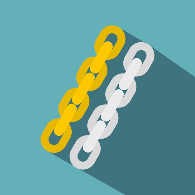 Gold and silver chain icon Flat illustration of gold and silver chain vector icon for web on baby blue background