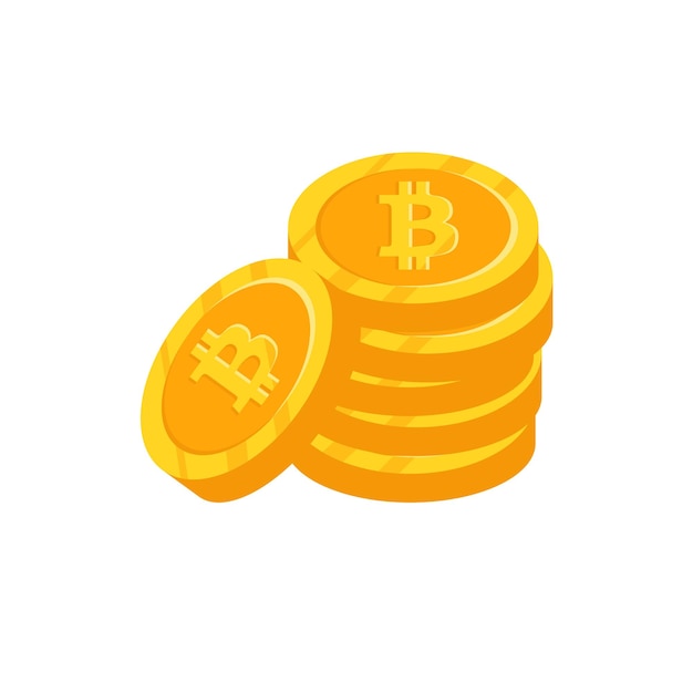 gold bitcoin isolated coin handful icon vector illustration