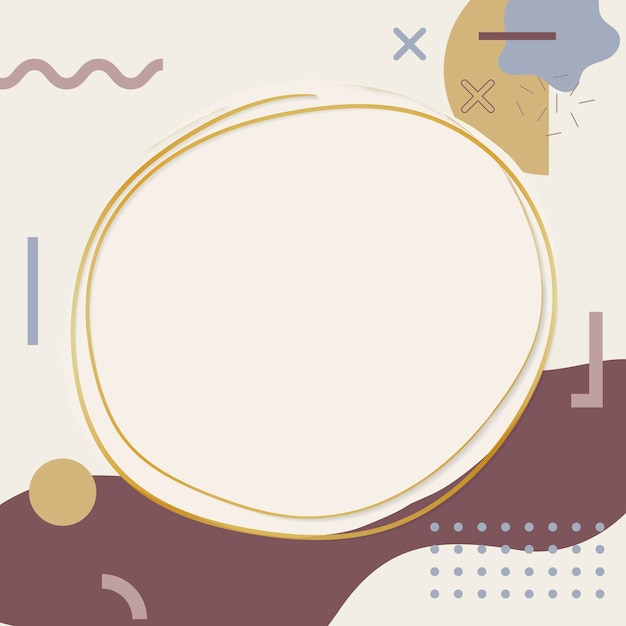 gold frame on memphis design pattern background vector