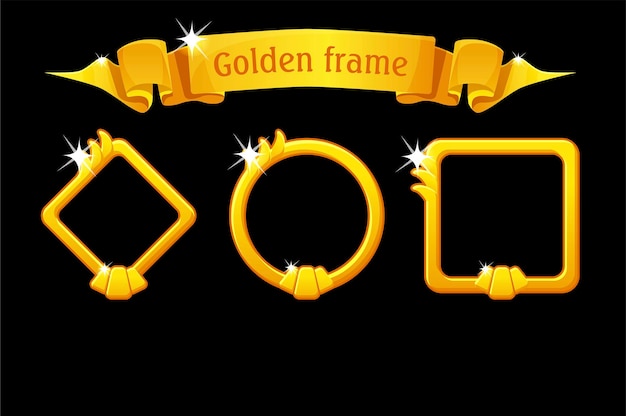 gold frame templates, award ribbon, different forms frames for ui games.