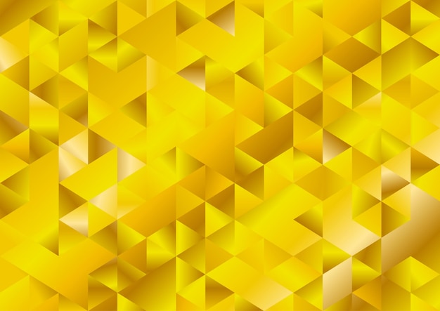Gold glitter triangles mosaic technical background Vector design