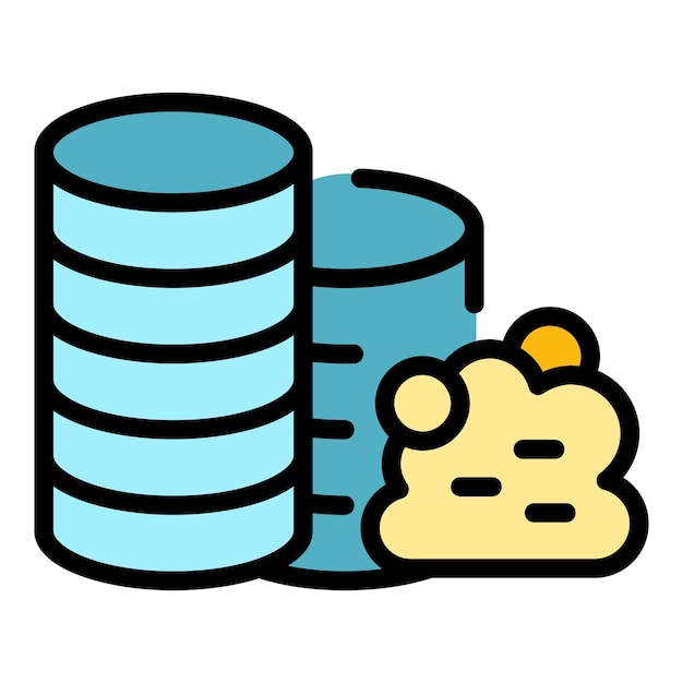 Gold icon outline vector Mine golden Cart miner color flat