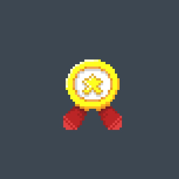 gold medal in pixel art style