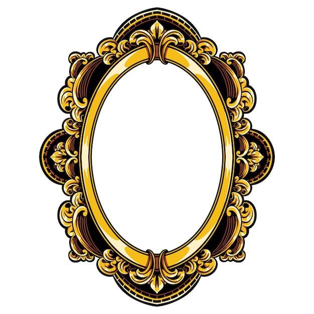 Gold Oval Vintage engraving Frame