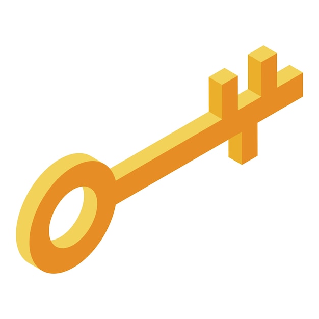 gold pirate key icon isometric of gold pirate key vector icon for web design isolated on white background