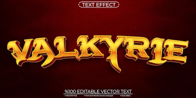 Gold Shiny Goddess Valkyrie Editable and Scalable Vector Text Effect