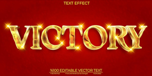 gold shiny victory editable and scalable template vector text effect