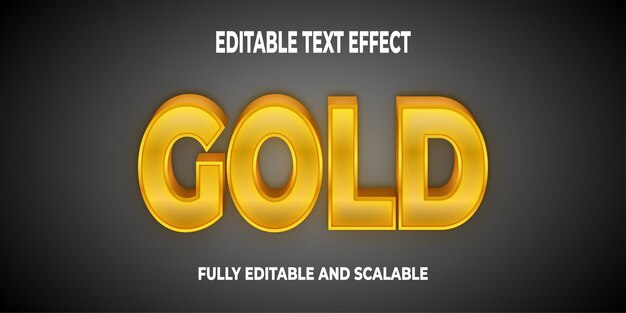 gold text effect with 3d gold letters and emit light