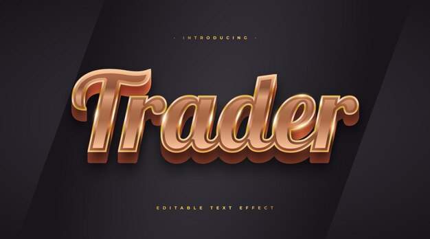 gold trader text style with 3d effect. editable text style effect