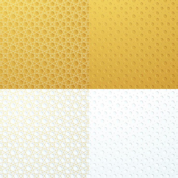 Vektör gold white luxury islamic geometric patterns collection set