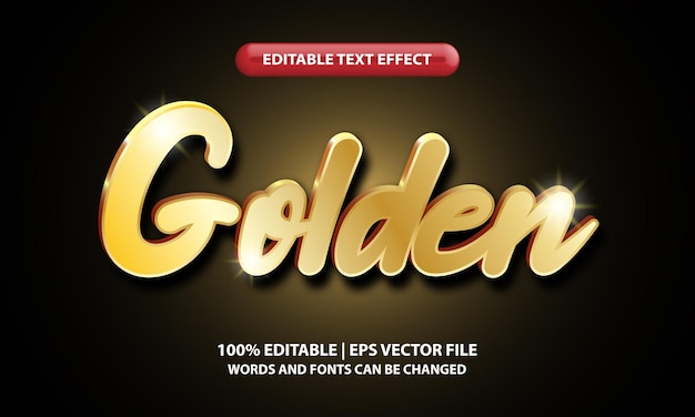 Golden editable text effect template, luxurious and satisfying 3D lettering golden metal gradation