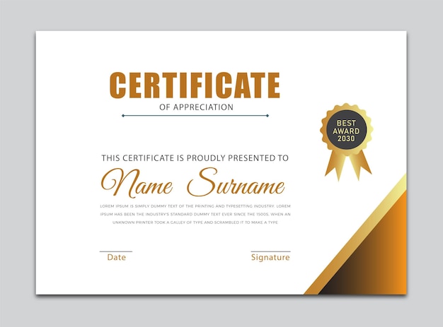 golden elegant certificate