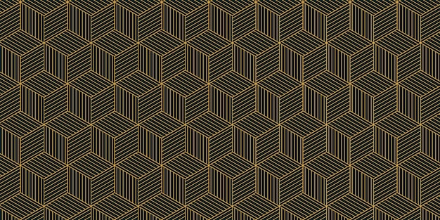 Golden geometric pattern 3d cubes