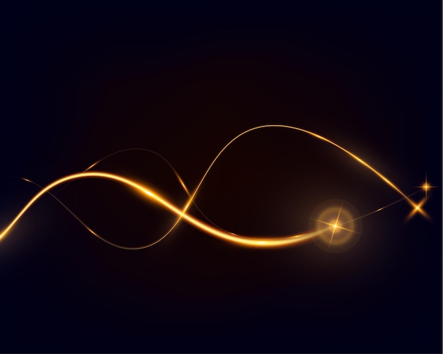 Golden glowing wave lines on dark background with sparkling light effects elegant abstract design