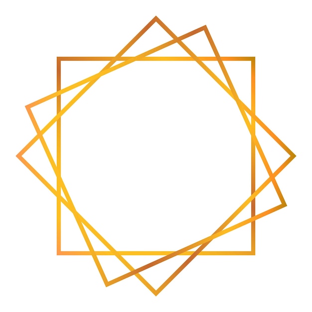 Golden gradient square frame overlapping forming star shape