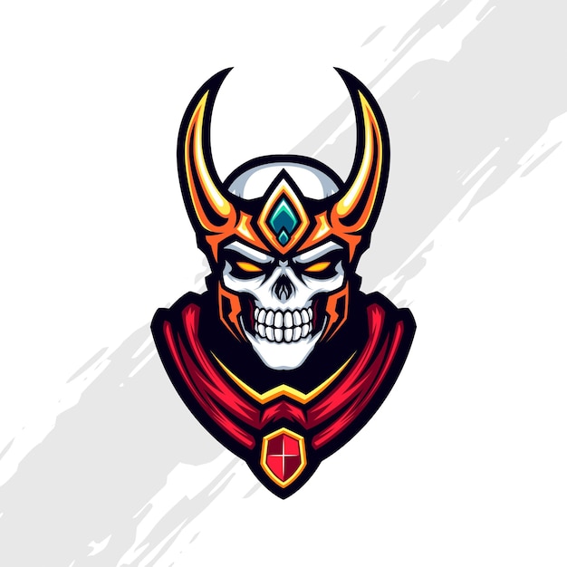 Golden Horn Skull Viking Soldier Mascot Logo