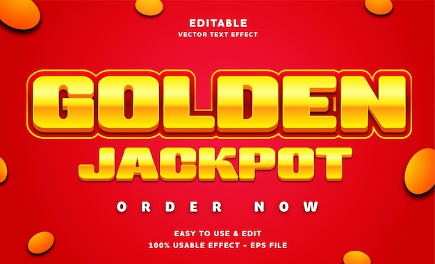 golden jackpot editable text effect with modern and simple style