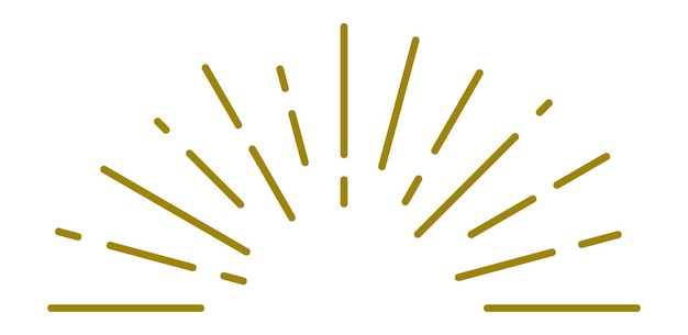Golden light rays. Half circle logo. Sunburst in vintage style isolated on white background