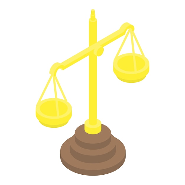Golden scales icon Isometric of golden scales vector icon for web design isolated on white background