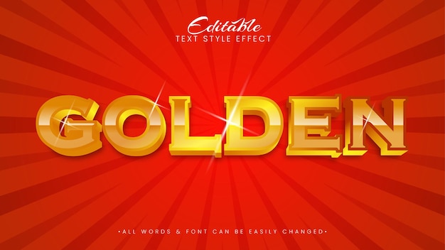 Golden shiny bright gold 3d Text Style Effect. Editable illustrator text style.